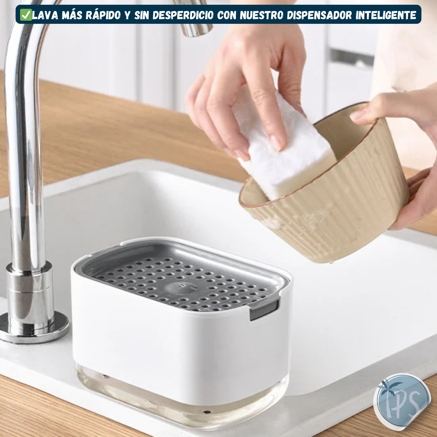 Dispensador Jabón Líquido WinCheers 369ml Con Esponja Manual Antideslizante