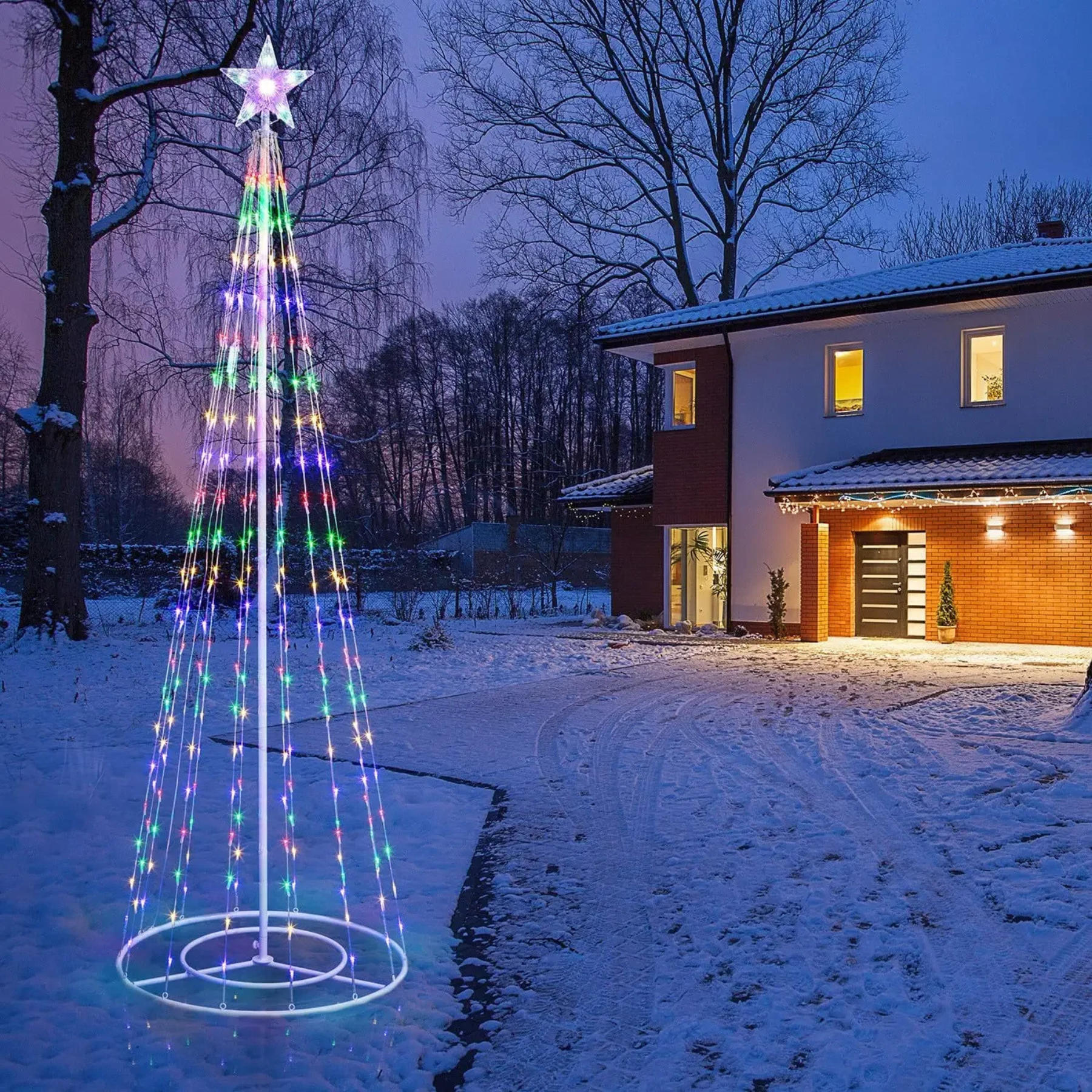 Arbol De Navidad Led Con Luces Integradas Plegable Estrella