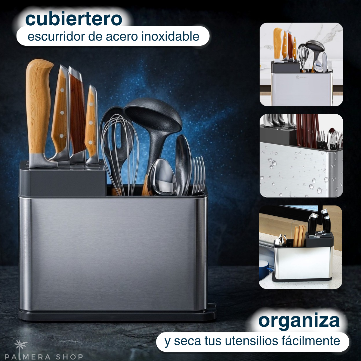 Organizador De Cubiertos Porta Cubiertero Escurridor Cajon
