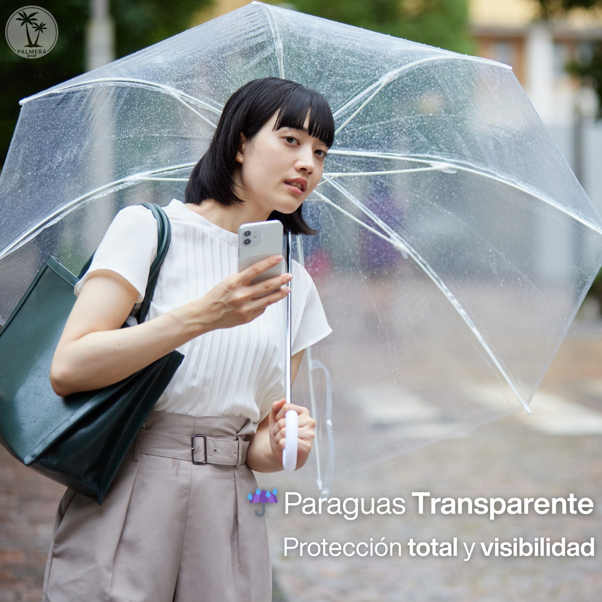 Sombrilla Transparente Grande Paraguas Automatico Finas