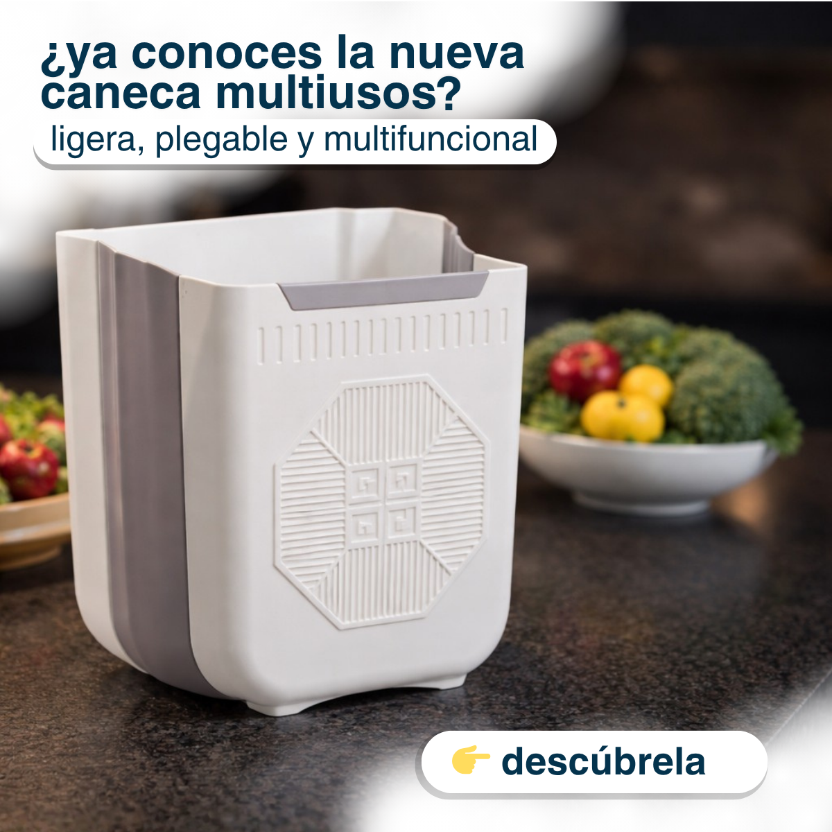 Caneca Basurero Bote Cocina Plegable Papelera Multiusos