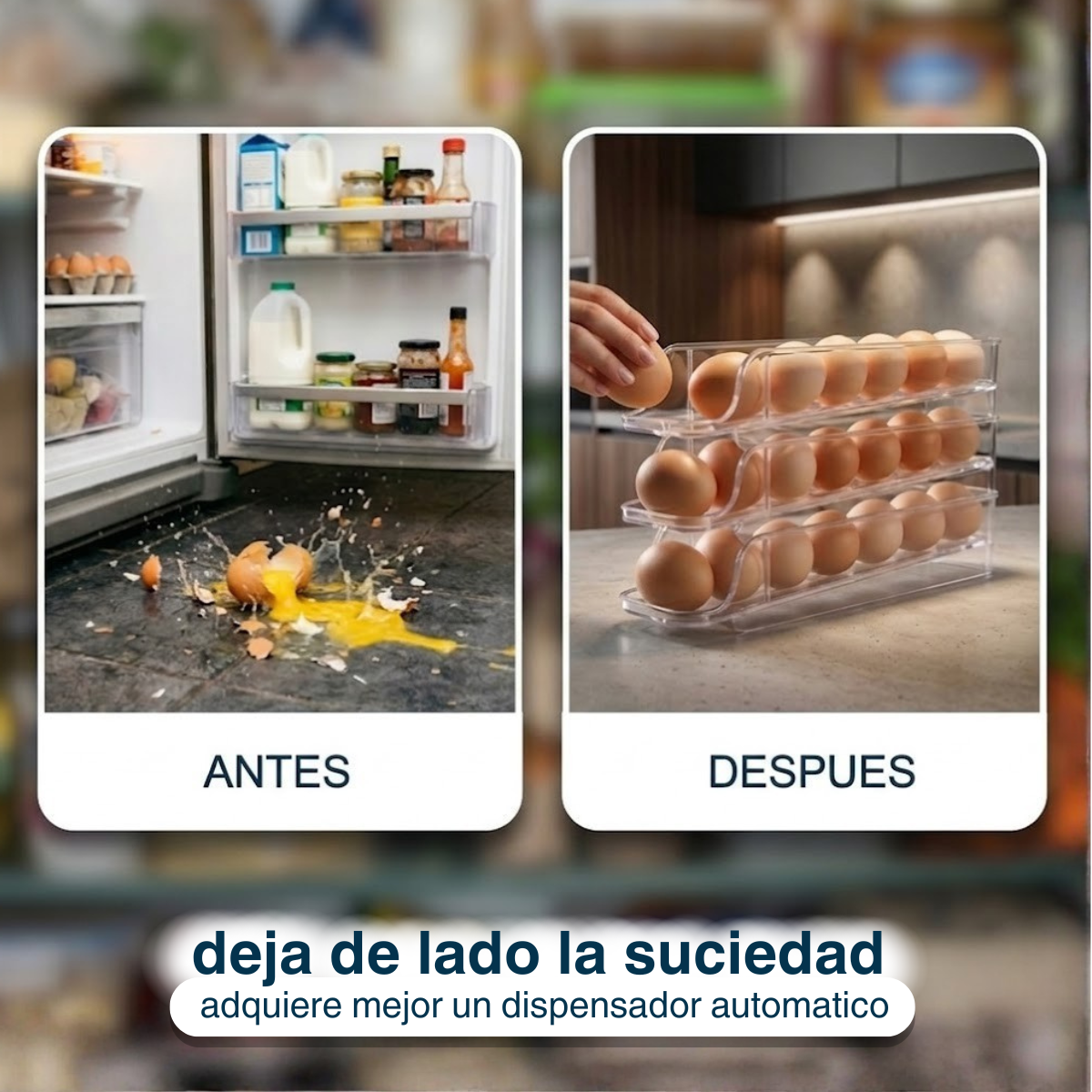 Huevera Organizador Cubeta Dispensador Porta Huevo Plastico
