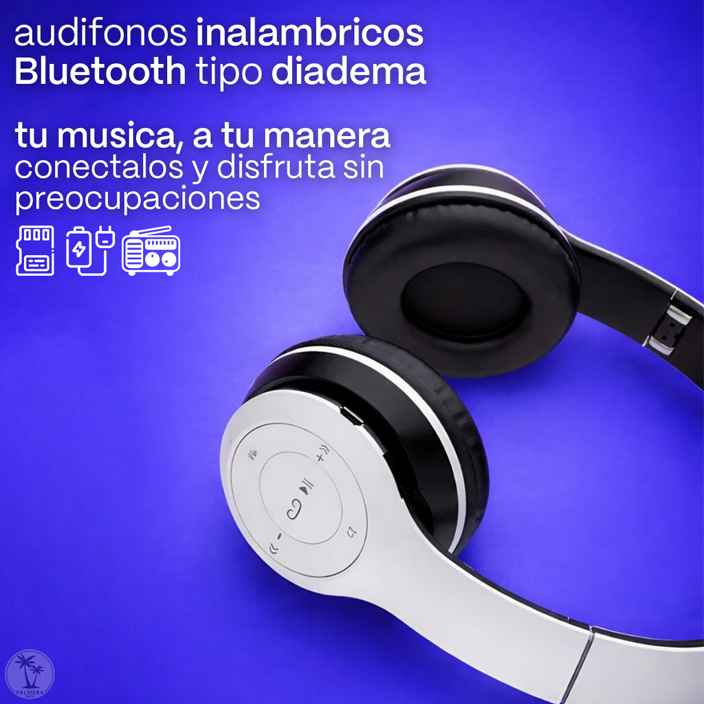 Audifonos Bluetooth Diadema Con Micrófono Auriculares Negro