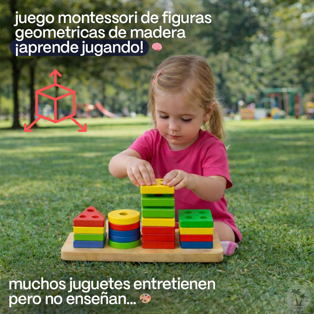 Juegos Didacticos Montessori Para Encajar Torre De Figuras Multicolor