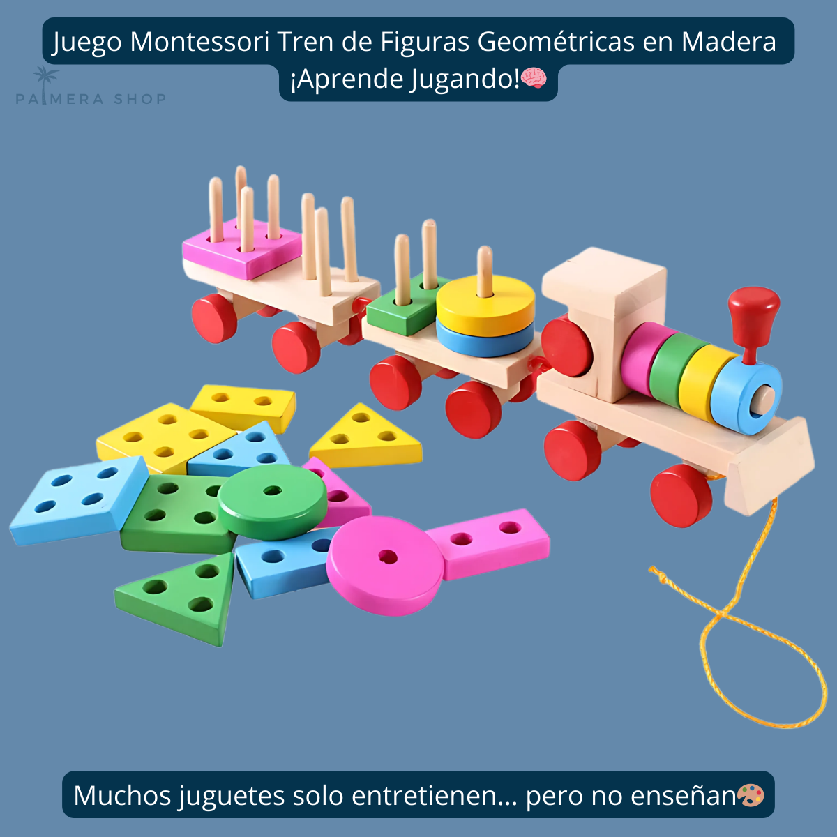 Juegos Didacticos Montessori Tren Torre De Aros Para Encajar Multicolor