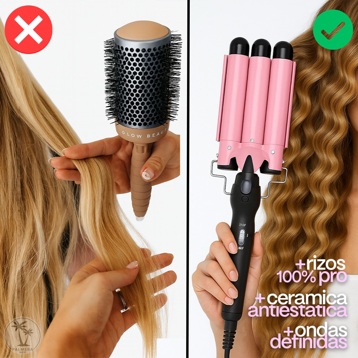 Pinza Rizadora De Cabello Waflera Rizador Sirena Ondulador