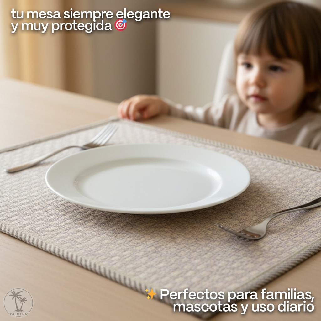 Individuales De Mesa Para Comedor Manteles Lavables Set X 6 Gris Moderno
