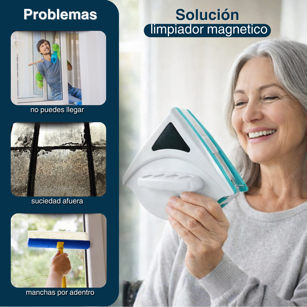 Limpia Vidrios Magnetico Limpiador De Vidrios Ventanas Hogar