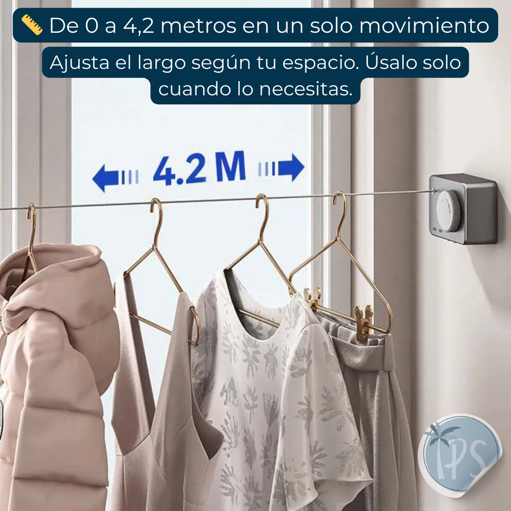 Tendedero Ropa Retractil Colgador De Pared Cuerdas Plegable