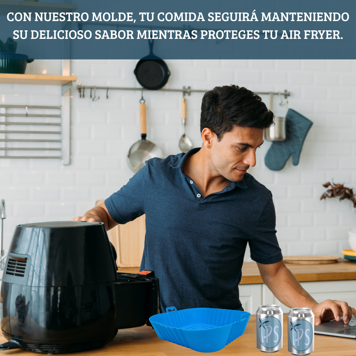 Tapete Silicona Horno Molde Para Air Fryer Freidora De Aire Cuadrado