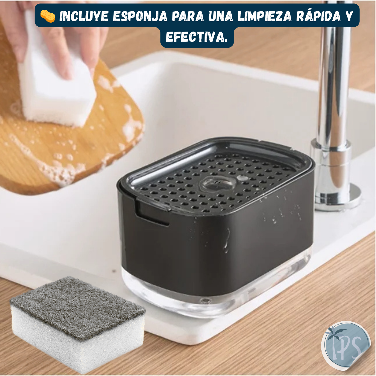Dispensador Jabón Líquido WinCheers 369ml Con Esponja Manual Antideslizante