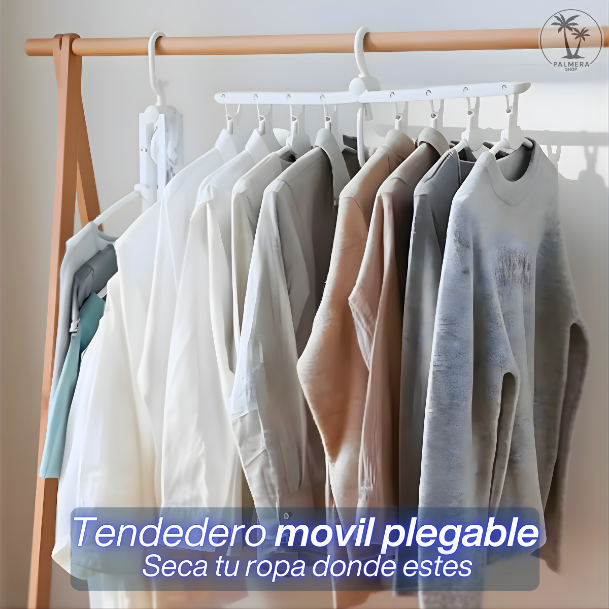 Colgador De Ropa Ganchos Retractil Plegable Ahorra Espacio Blanco