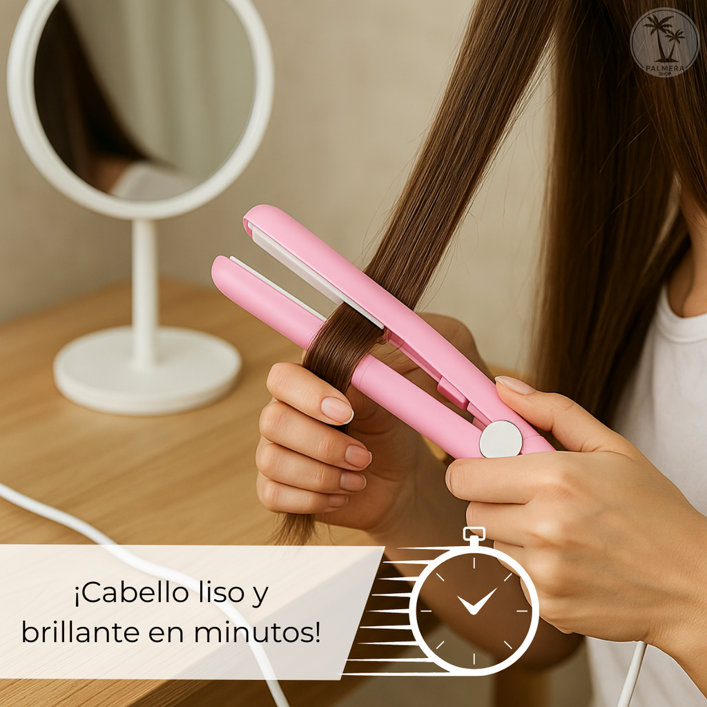 Mini Plancha Para Cabello Pelo Cepillo Pinza Alisado Viajera Multicolor 110v