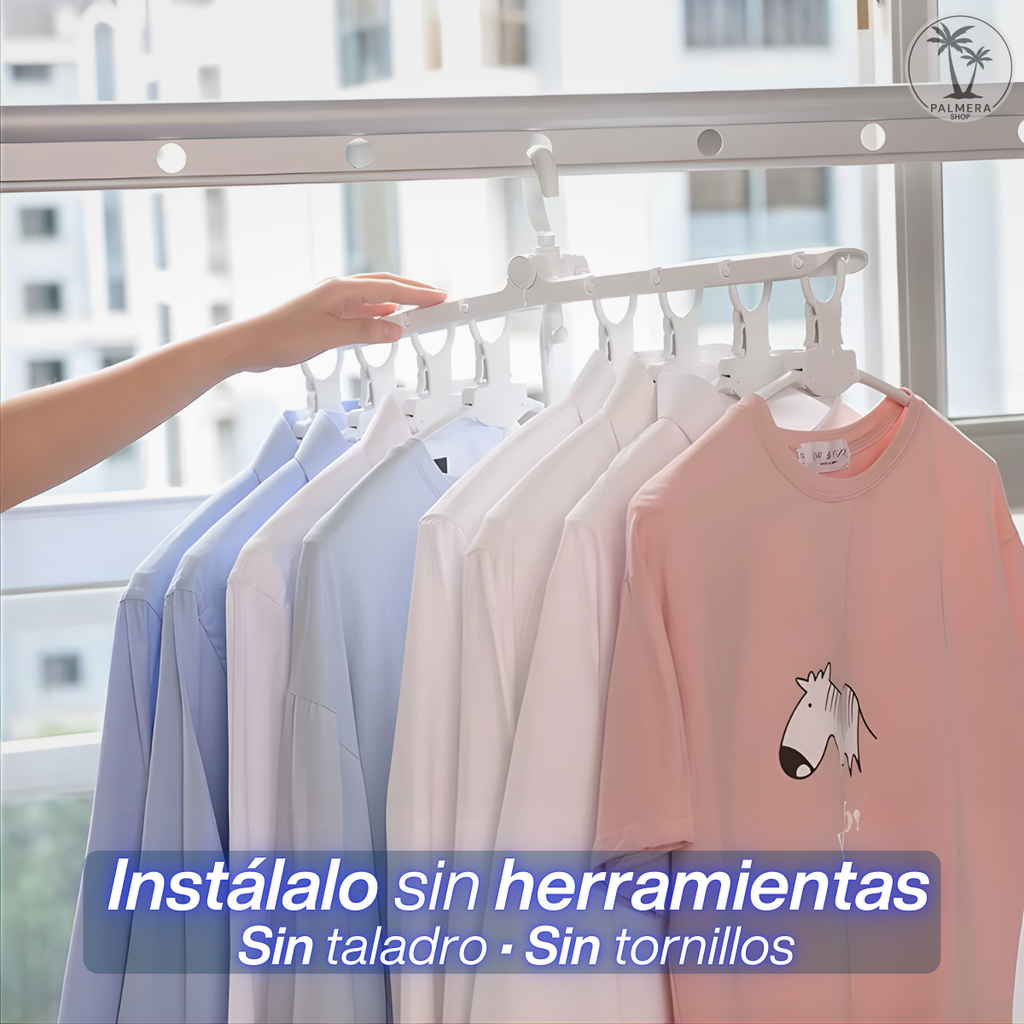 Colgador De Ropa Ganchos Retractil Plegable Ahorra Espacio Blanco