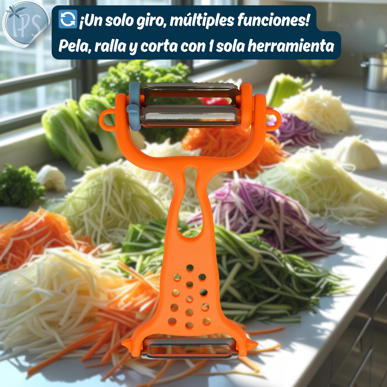 Pelador De Vegetales Verduras Pelapapas Con Cuchillas 3 En 1