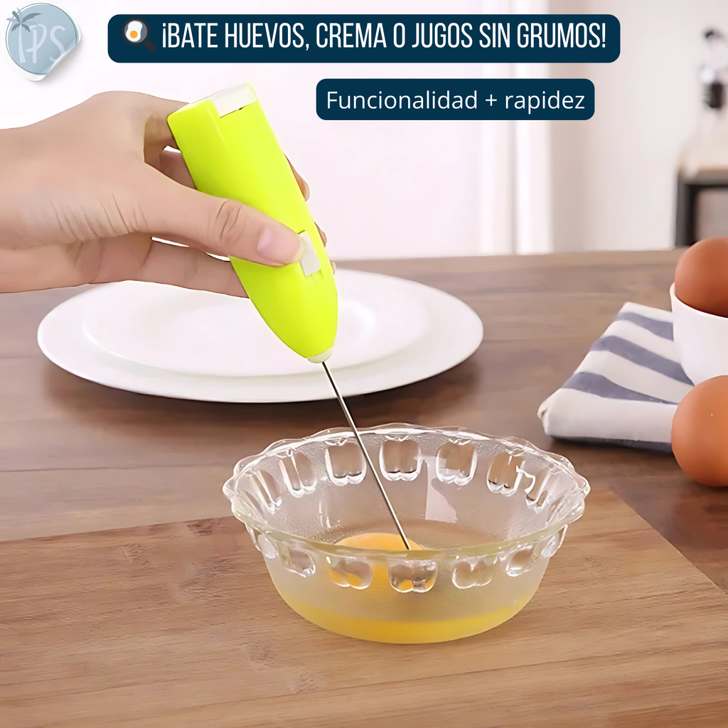 Batidor Eléctrico Portátil Mezclador Espuma Café Leche Huevo Gris Pila Aa 1500rpm