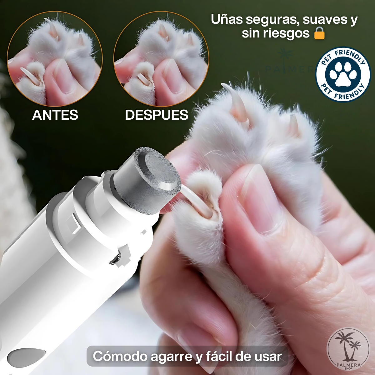Kit Lima Electrica Para Perros Gatos Corta Unas Para Perros Blanco Todos Los Tamaños