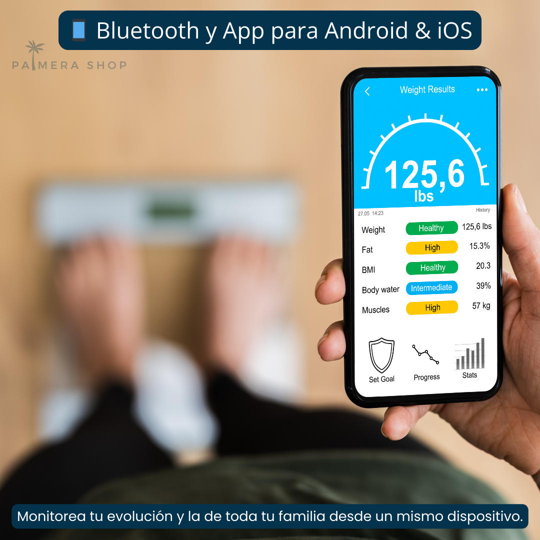 Báscula Inteligente D&M Tools DM5027 Bluetooth Medidor Grasa e IMC Negro