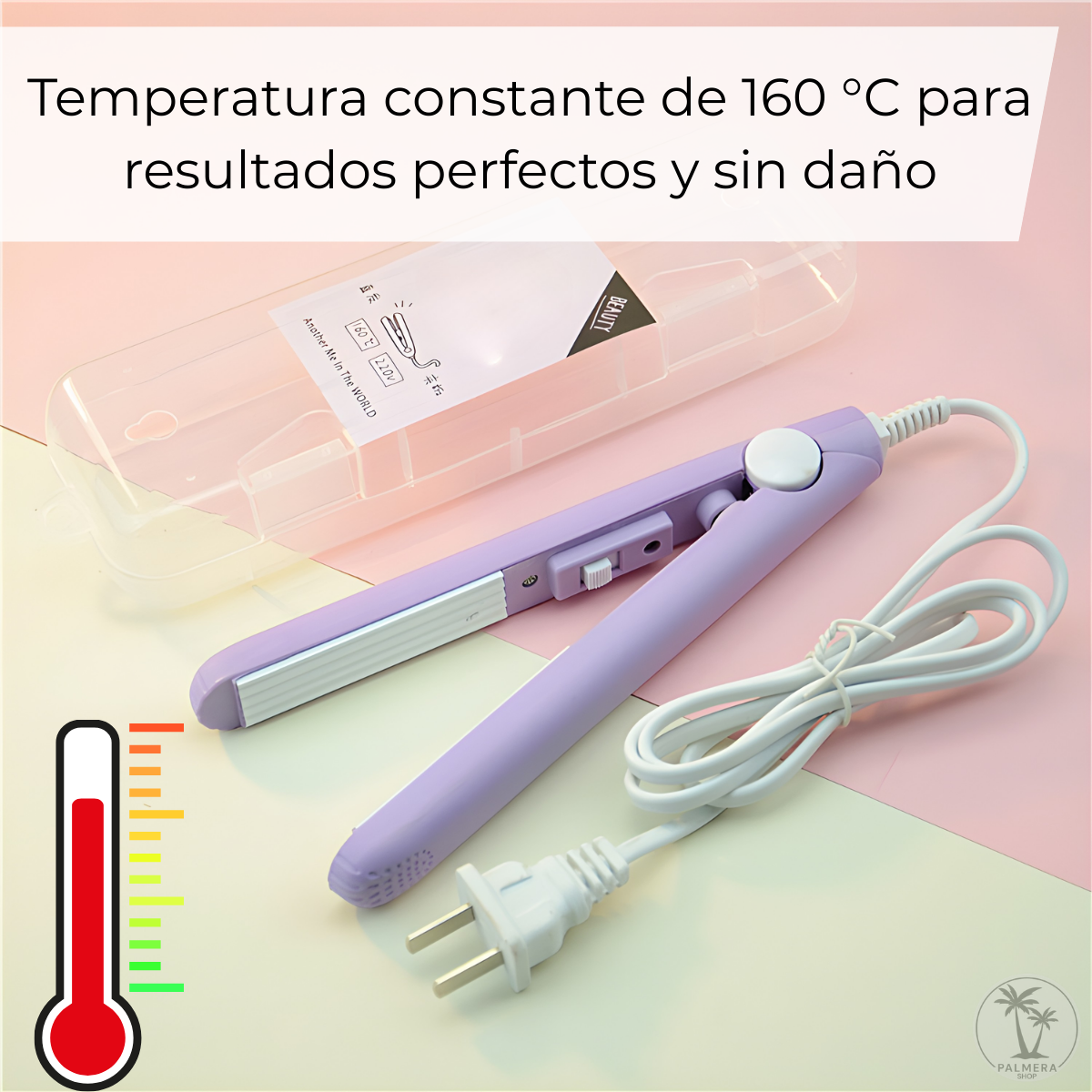 Mini Plancha Para Cabello Pelo Cepillo Pinza Alisado Viajera Multicolor 110v