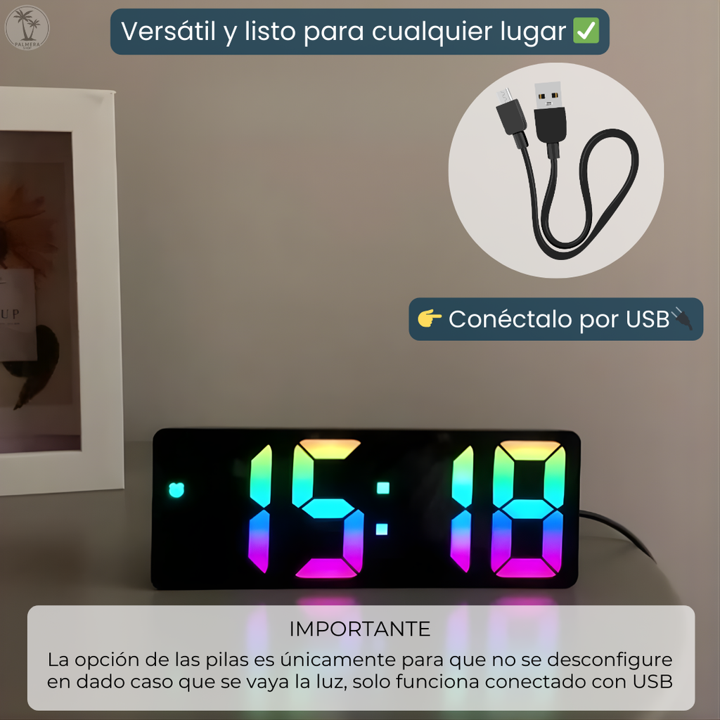 Reloj Despertador Digital De Mesa Despertadores Con Alarma Multicolor