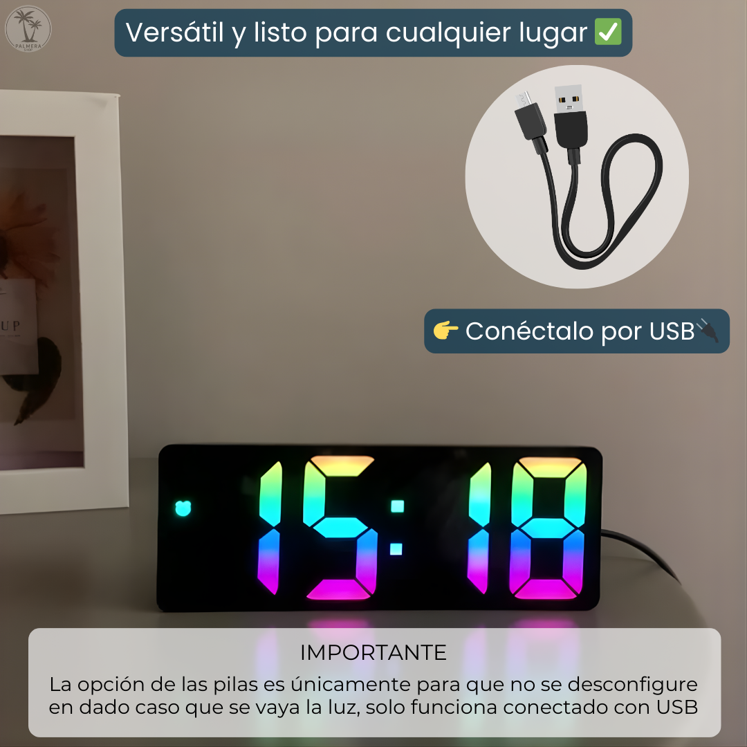 Reloj Despertador Digital De Mesa Despertadores Con Alarma Multicolor