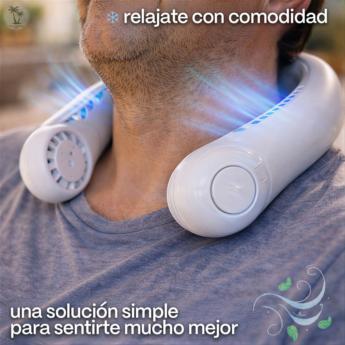Mini Ventilador Portatil De Cuello Recargable Mano Portable Blanco