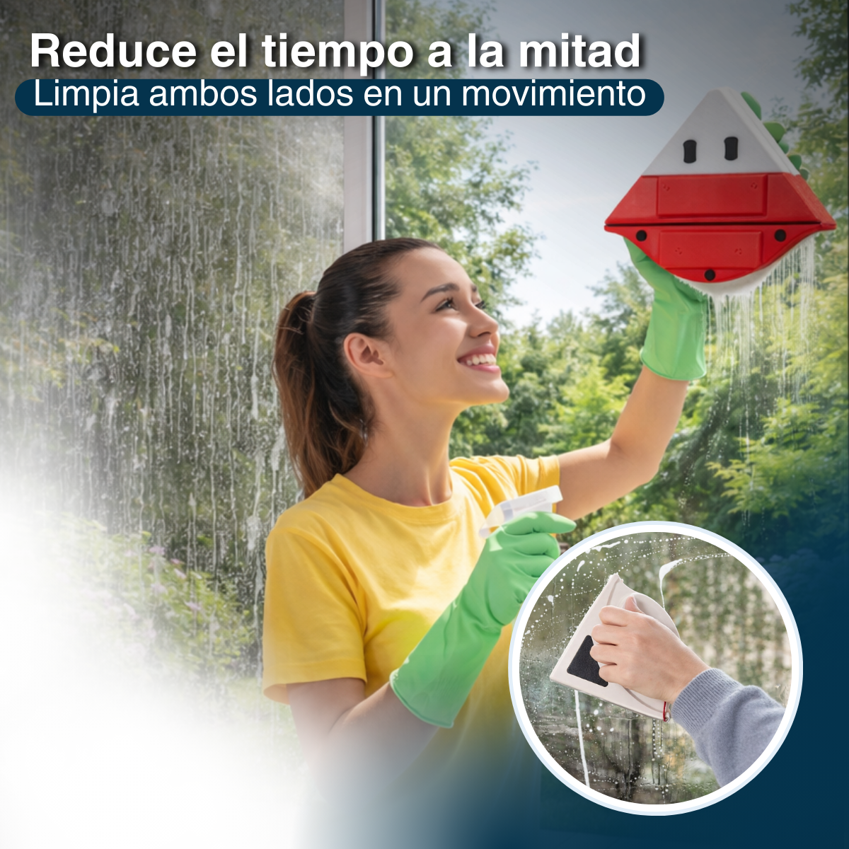 Limpia Vidrios Magnetico Limpiador De Vidrios Ventanas Hogar