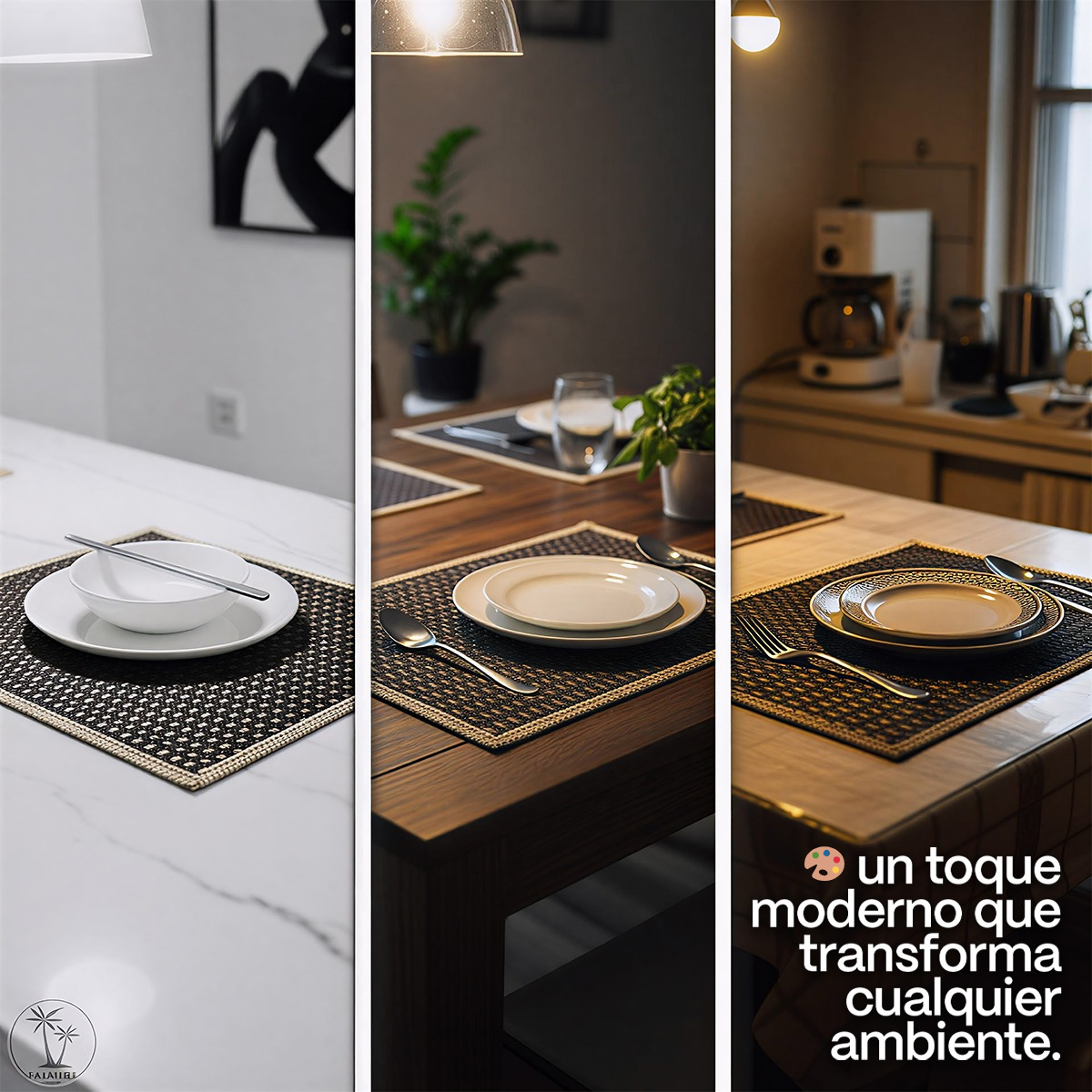 Individuales De Mesa Para Comedor Manteles Lavables Set X 6 Café Moderno