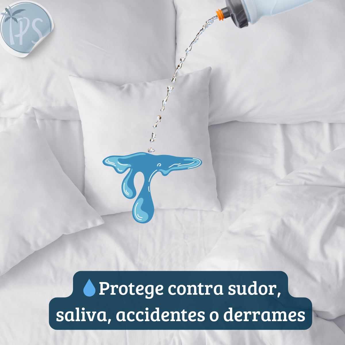 Funda Protector Impermeable Forro Para Almohadas Antifluidos Blanco Liso