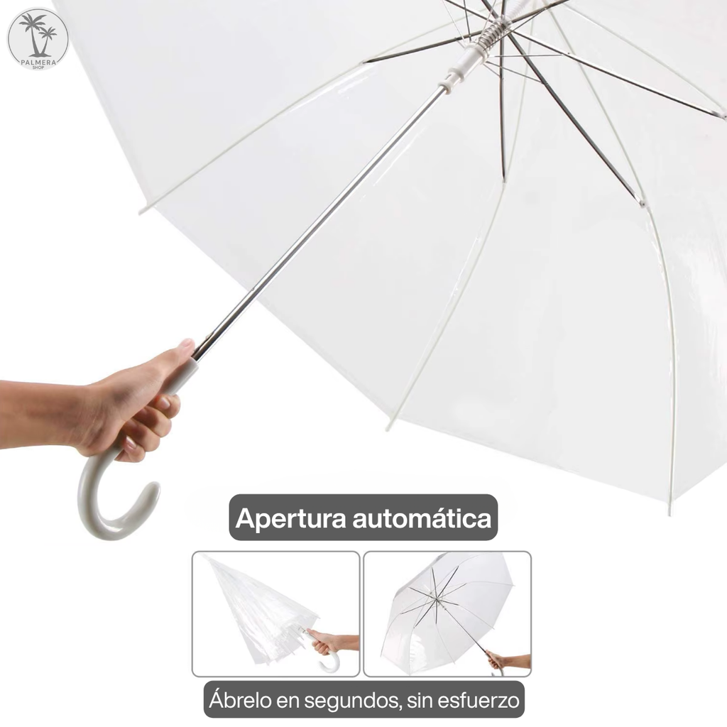 Sombrilla Transparente Grande Paraguas Automatico Finas