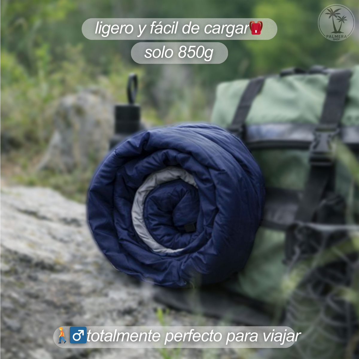 Sleeping Bag Para Camping Cama Colchon Saco De Dormir Bolsa Azul Derecho