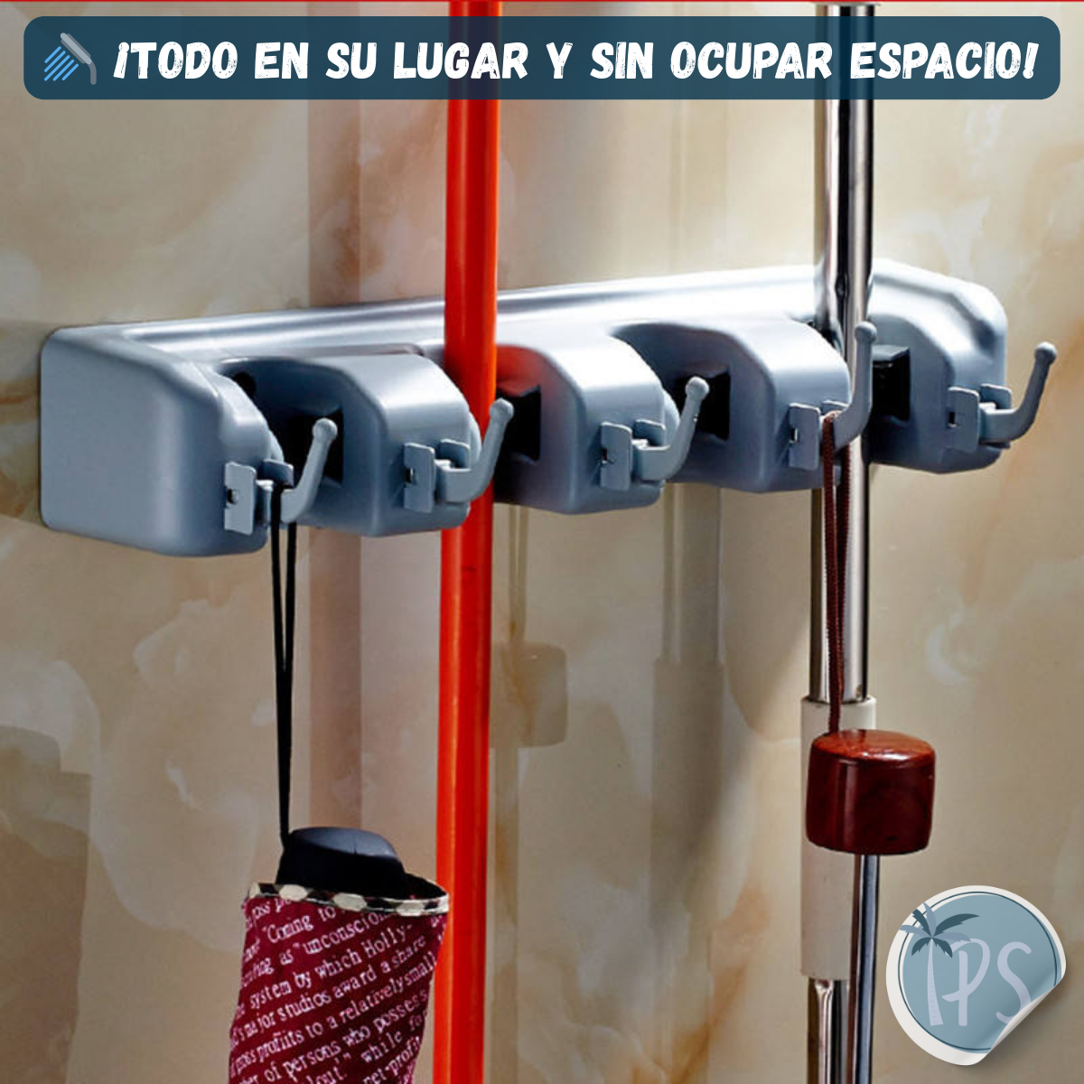 Organizador De Escobas Y Traperos Soporte Porta Trapeadores