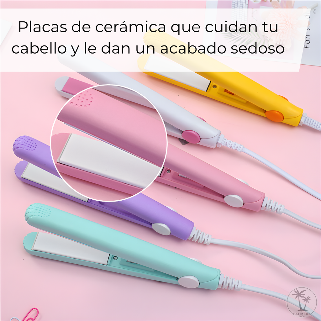 Mini Plancha Para Cabello Pelo Cepillo Pinza Alisado Viajera Multicolor 110v