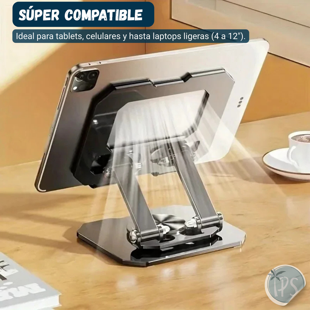 Soporte De Escritorio Para Tablets Celular Base Metalico Gris