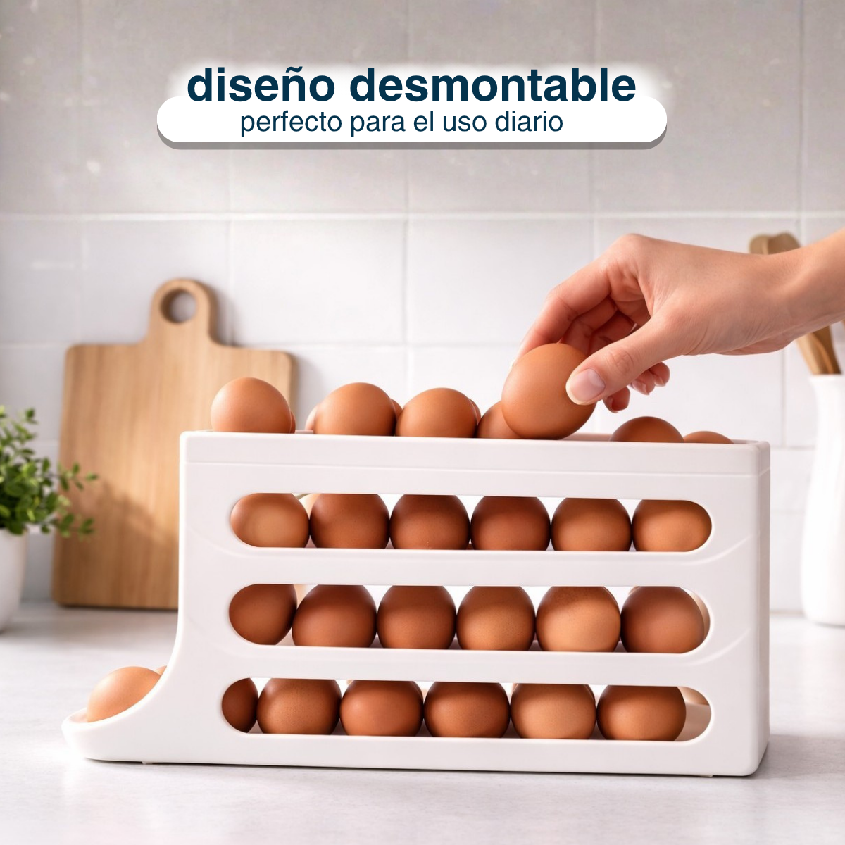 Huevera Organizador Cubeta Dispensador Porta Huevo Plastico