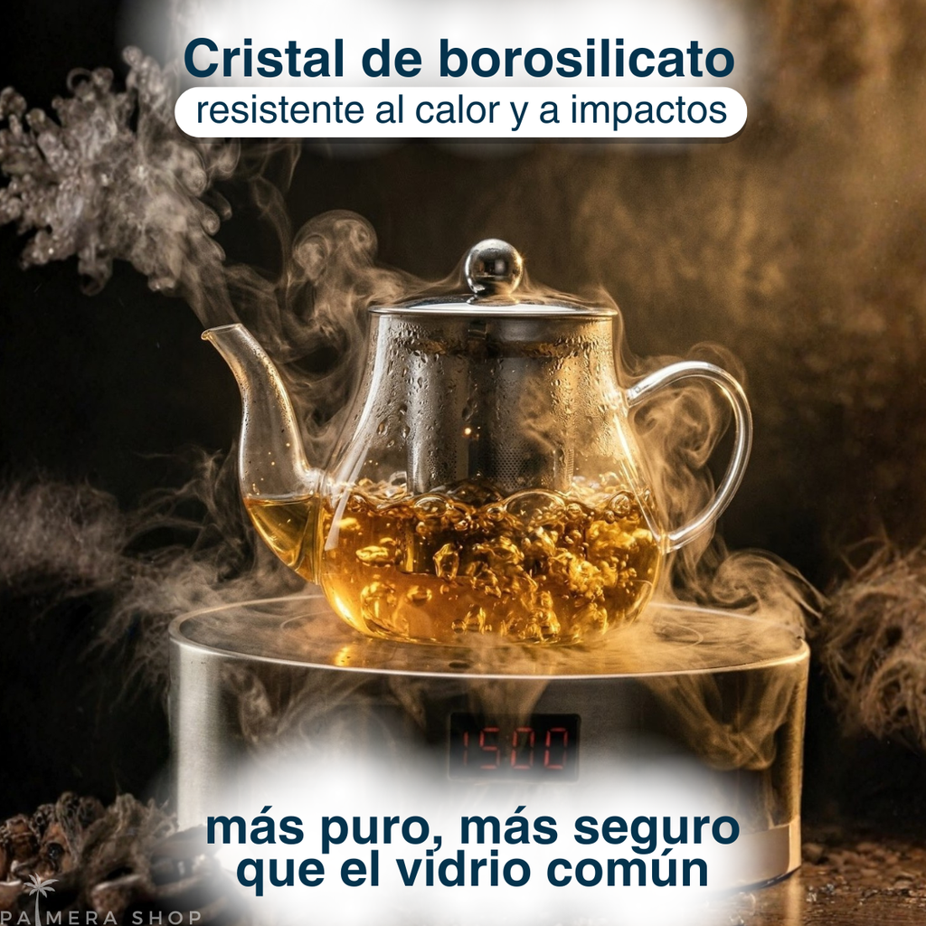 Infusor De Te Acero Inoxidable Con Tetera Vidrio Hervidora
