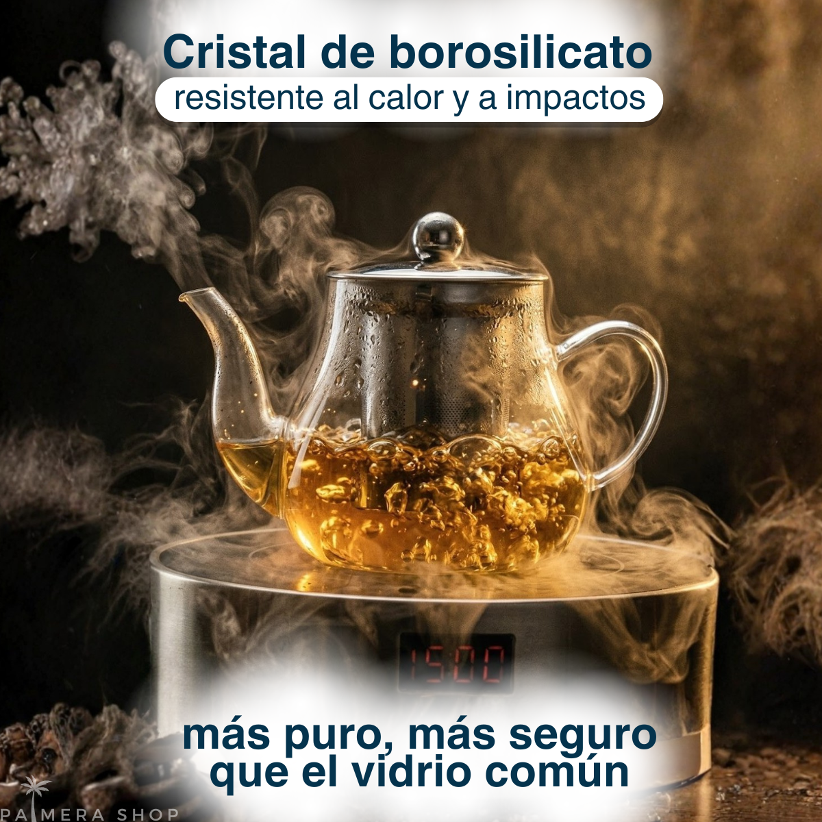Infusor De Te Acero Inoxidable Con Tetera Vidrio Hervidora