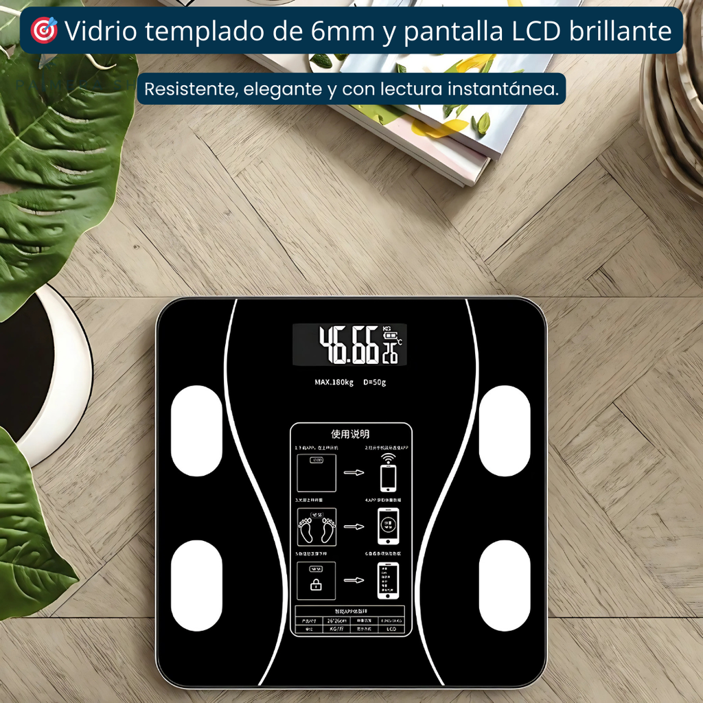 Báscula Inteligente D&M Tools DM5027 Bluetooth Medidor Grasa e IMC Negro