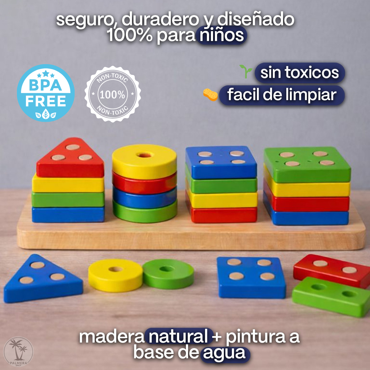 Juegos Didacticos Montessori Para Encajar Torre De Figuras Multicolor