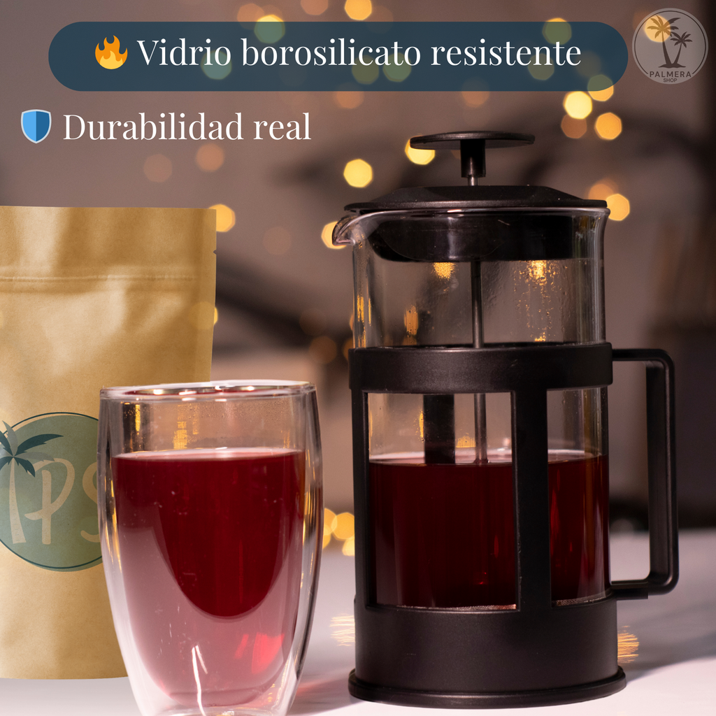 Prensa Francesa Cafe Cafetera En Vidrio Borosilicato 600ml