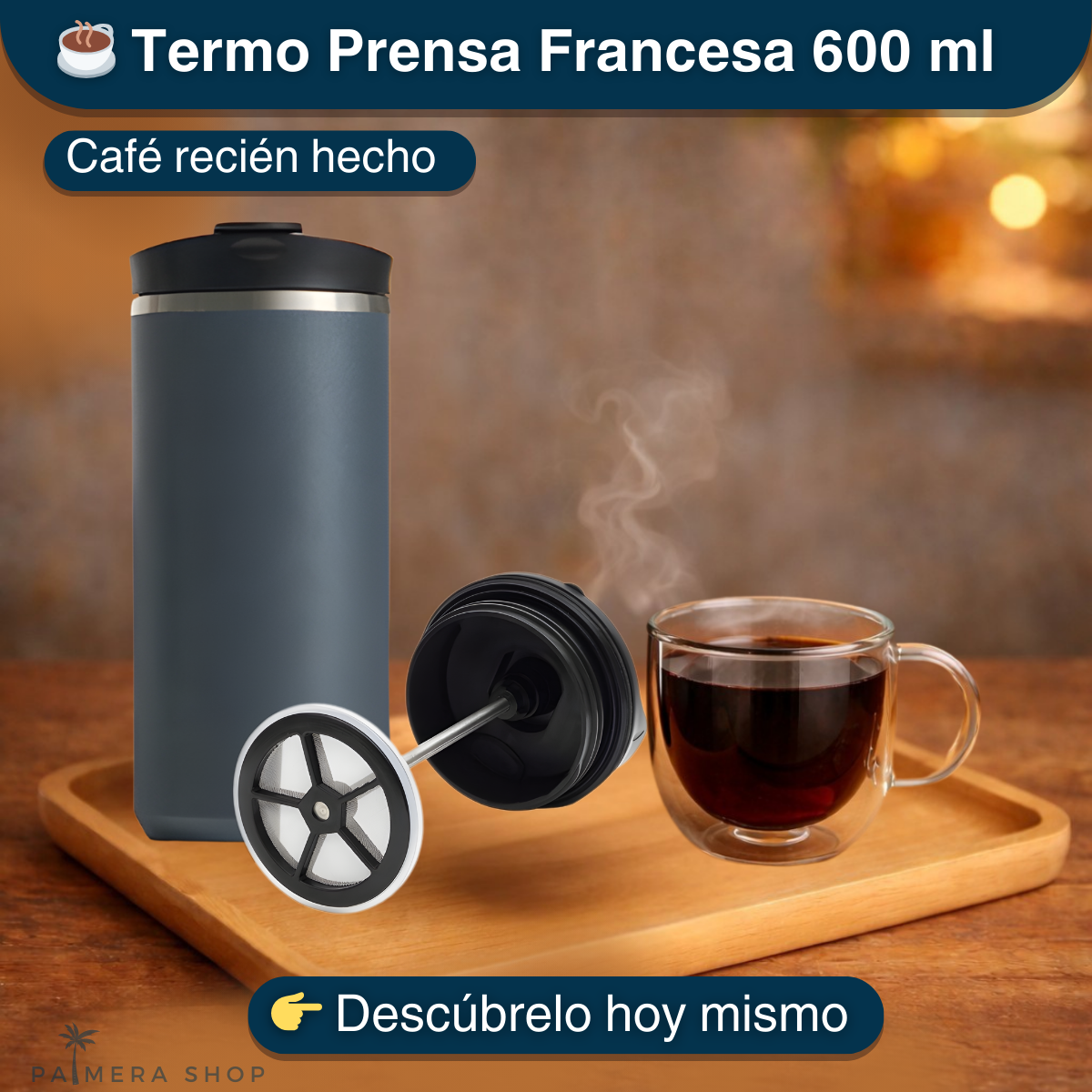 Prensa Francesa Café Termo Infusionador Tetera Te Acero