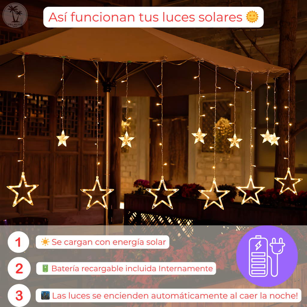 Luces Navidenas Solares Led Para Exteriores Lluvia Cortina