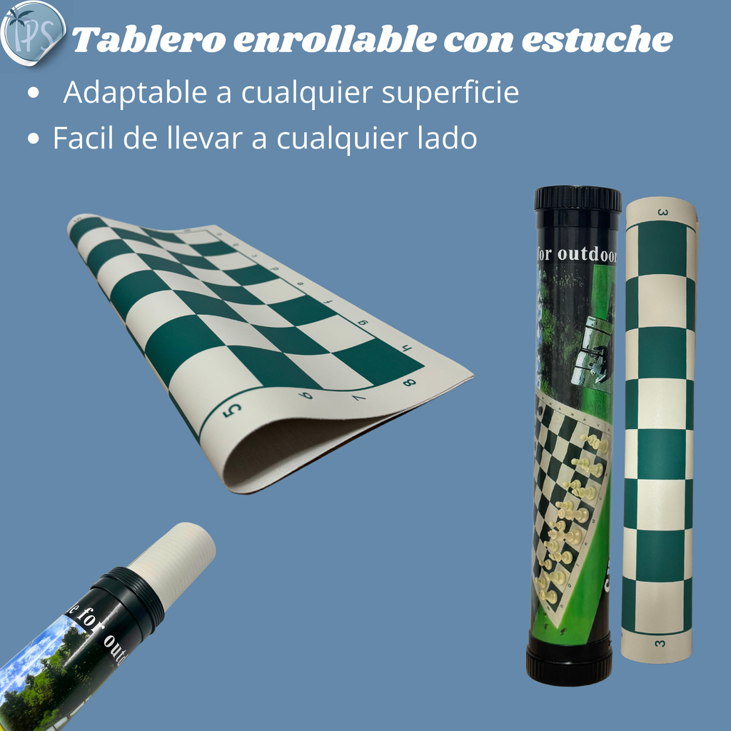 Ajedrez Enrollable Tablero De Lujo Profesional Tapete 35 Cm