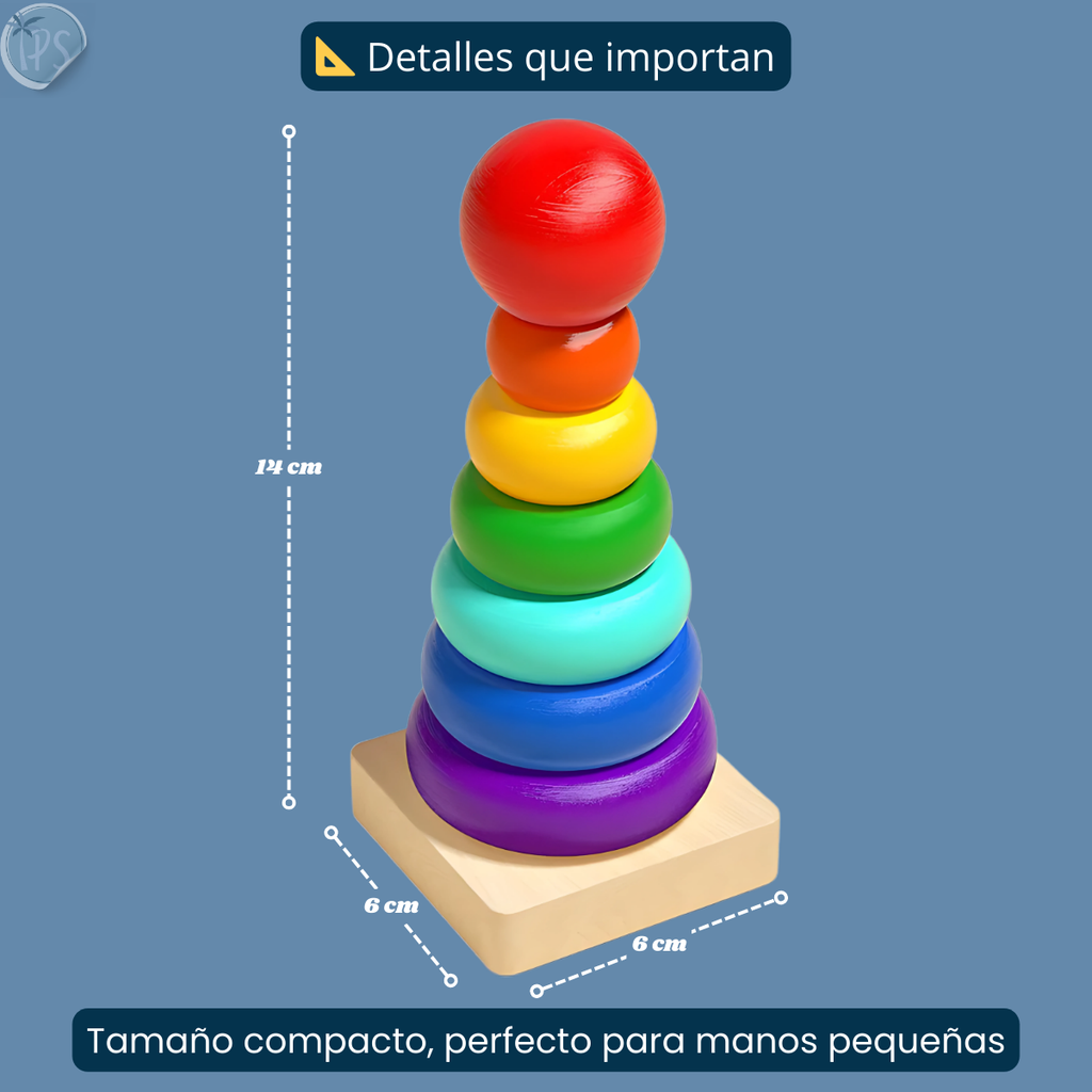 Torre De Aros Didacticos Juegos Montessori Para Encajar Multicolor