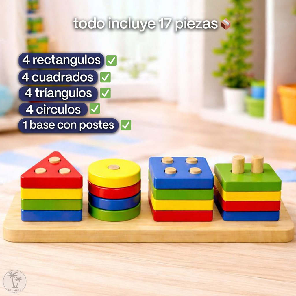 Juegos Didacticos Montessori Para Encajar Torre De Figuras Multicolor