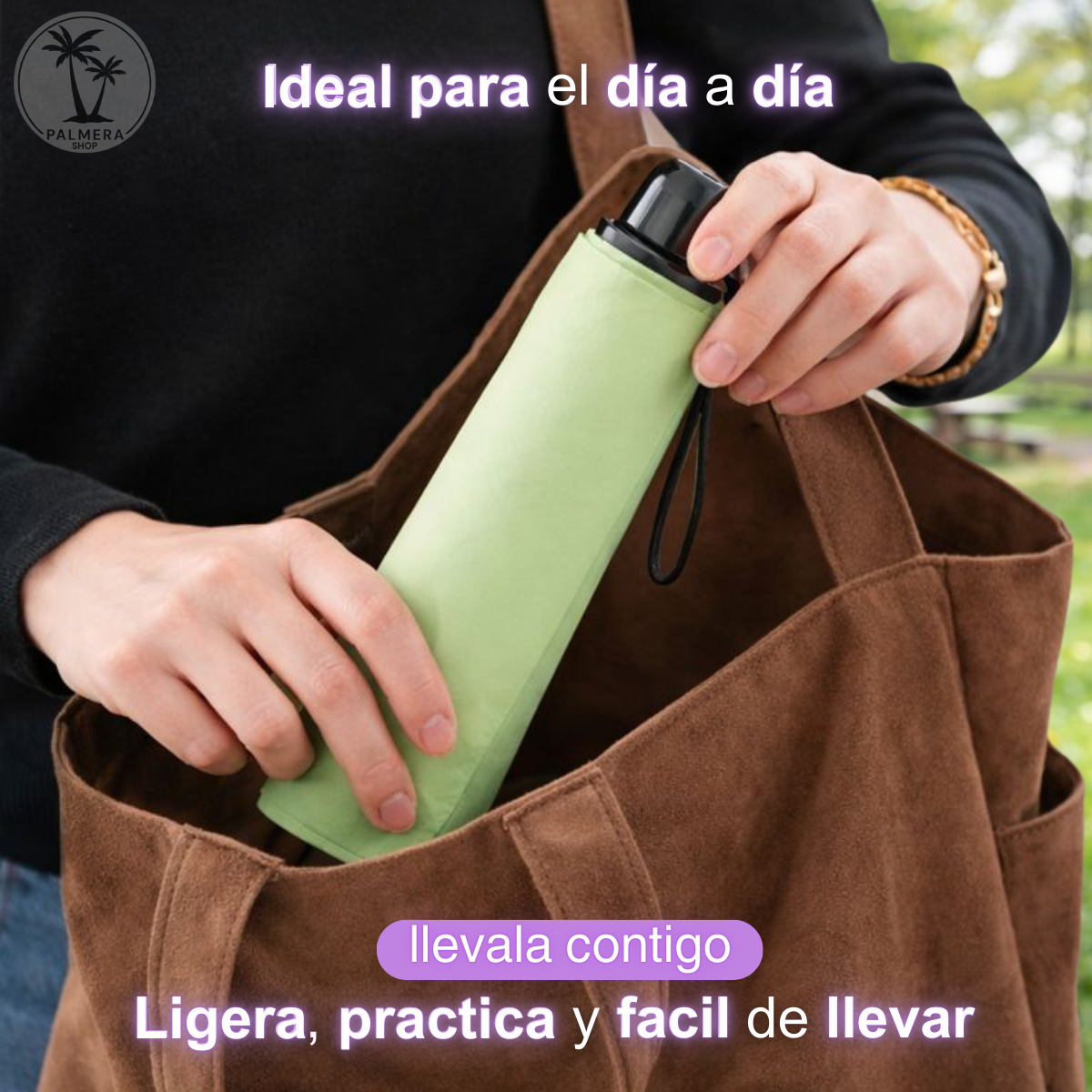 Paraguas Plegable Sombrillas Mujer Pequeña Con Proteccion Uv Morado