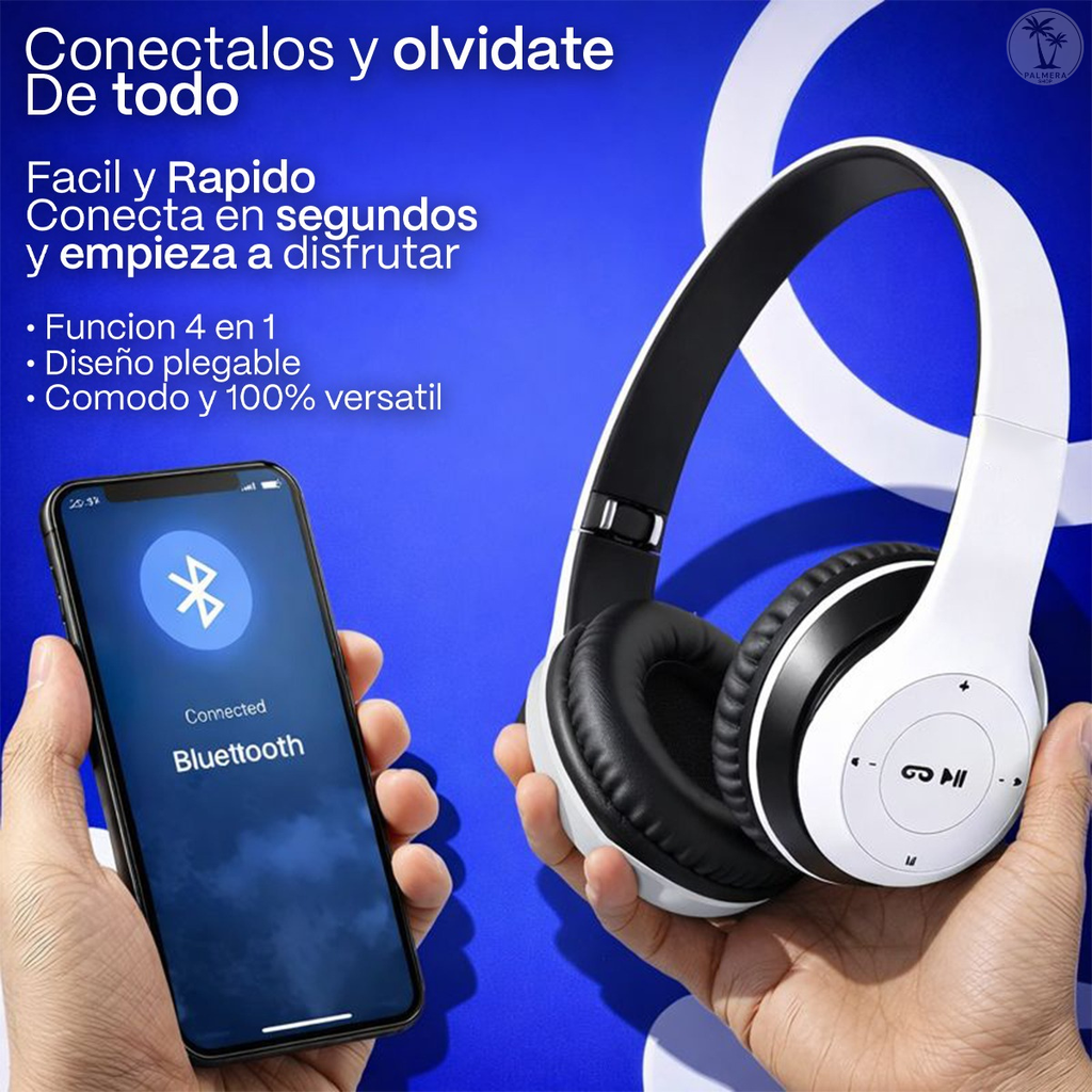 Audifonos Bluetooth Diadema Con Micrófono Auriculares Negro