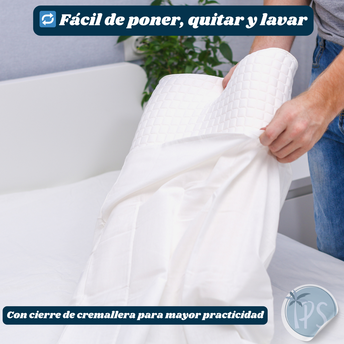 Funda Protector Impermeable Forro Para Almohadas Antifluidos Blanco Liso