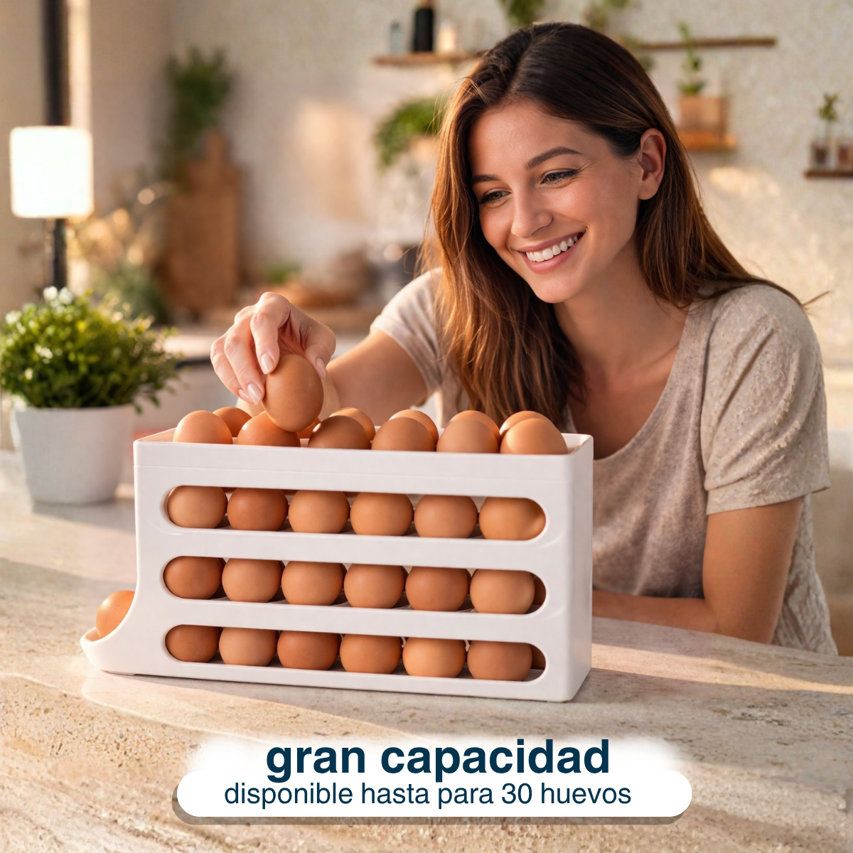 Huevera Organizador Cubeta Dispensador Porta Huevo Plastico