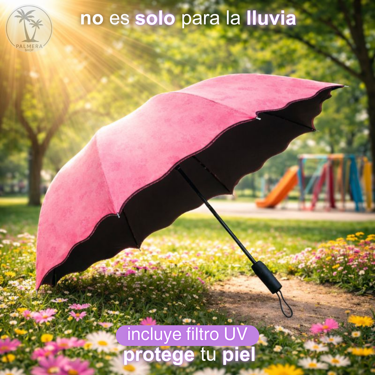Paraguas Plegable Sombrillas Mujer Pequeña Con Proteccion Uv Morado
